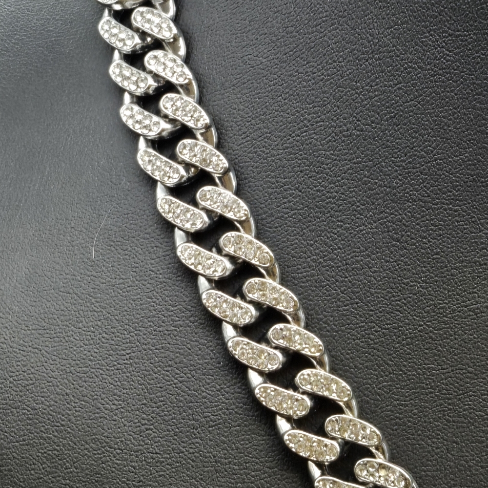 Big Boss Bling SILVER CZ Encrusted Cross Pendant And Necklace 26"×.5"....25234 - Picture 5 of 8